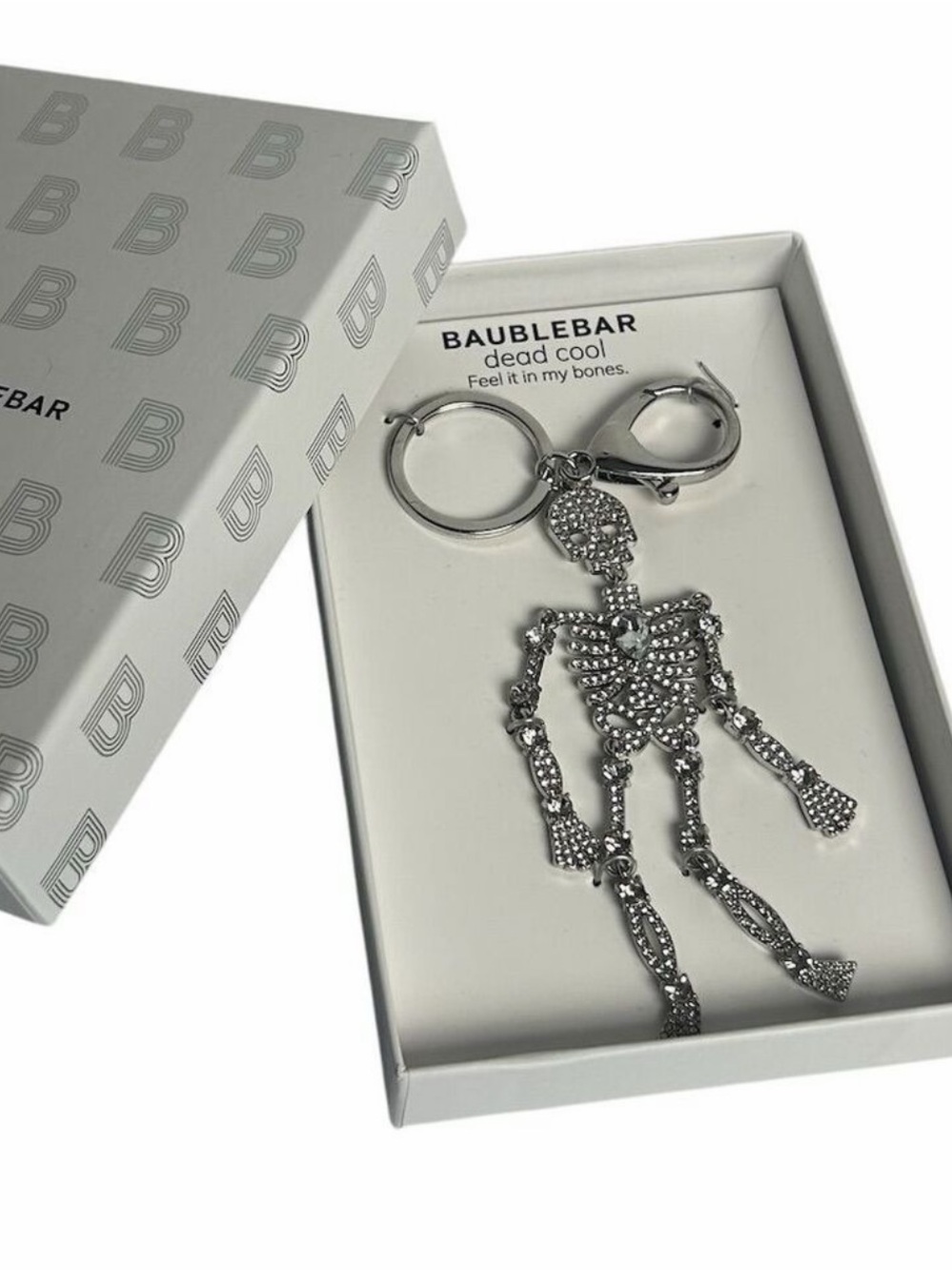 Rhinestone Skeleton Purse Charm Keychain Baublebar In Box 5”